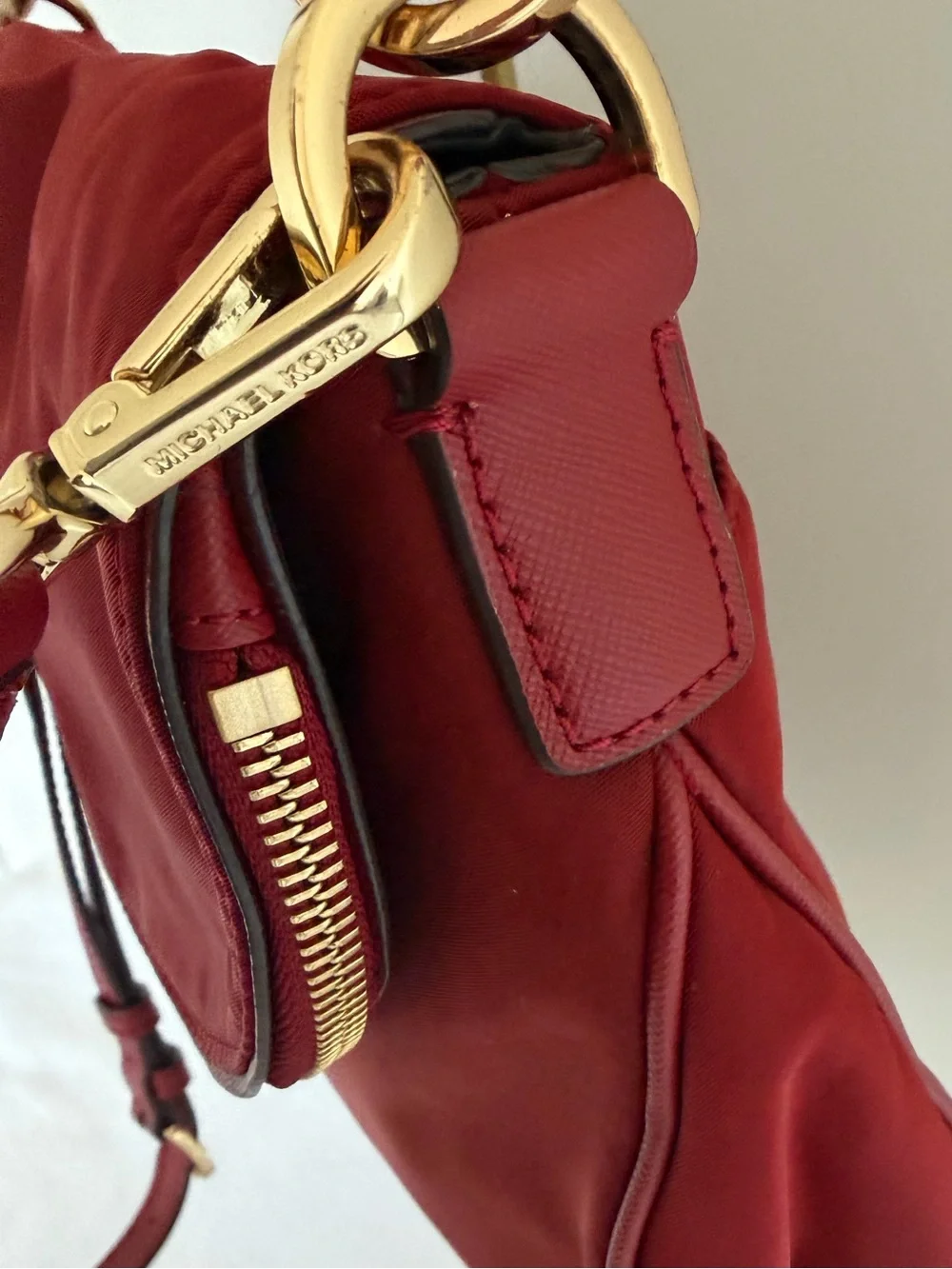 Michael Kors Bedford Nylon Messenger Crossbody Bag Red